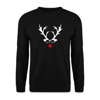 Rudolph mit Brille Silhouetten-Design - Unisex Pullover - Schwarz - Vorne - Alina (178cm) & Michal (187cm)