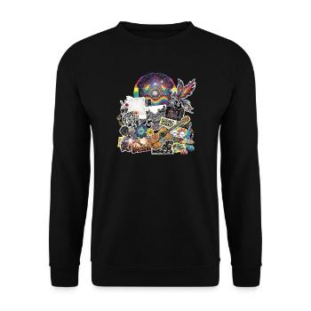 Psychedelic Rock Cosmic Space - Unisex Pullover - Schwarz - Vorne - Alina (178cm) & Michal (187cm)