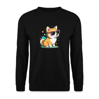 Coole Corgi-Sonnenbrillen - Unisex Pullover - Schwarz - Vorne - Alina (178cm) & Michal (187cm)