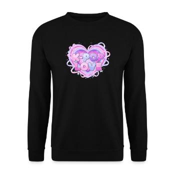 K-Pop Love Herz-Pastell - Unisex Pullover - Schwarz - Vorne - Alina (178cm) & Michal (187cm)