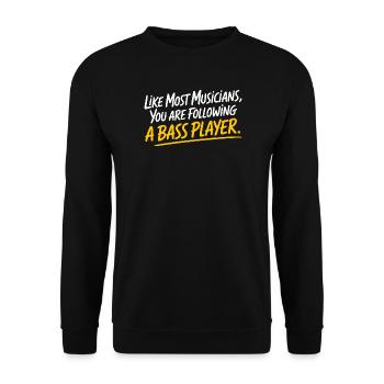 Bassist Following A Bass Player Band Bassspieler - Unisex Sweatshirt - black - Front - Alina (178cm) & Michal (187cm)