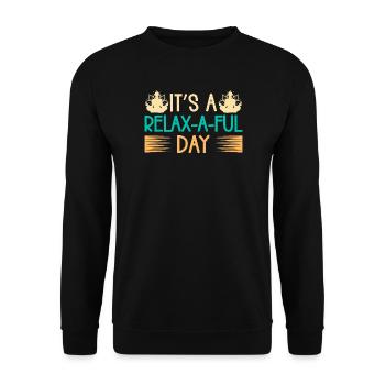 Yoga It´s A Relax-a-ful Day Funny Yoga - Unisex Pullover - Schwarz - Vorne - Alina (178cm) & Michal (187cm)