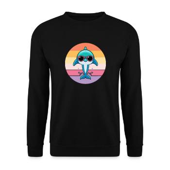 Pastel dolphin sunglasses - Unisex Sweatshirt - black - Front - Alina (178cm) & Michal (187cm)