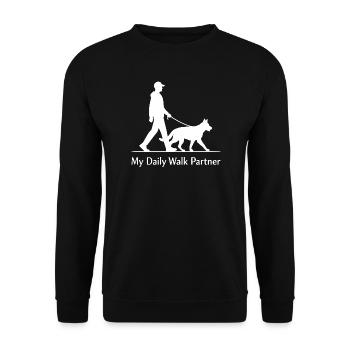Mein täglicher Spaziergang-Partner, Deutscher Schäferhundbesitzer, - Unisex Pullover - Schwarz - Vorne - Alina (178cm) & Michal (187cm)
