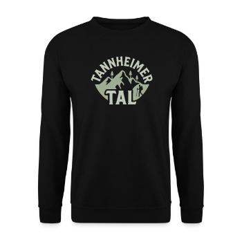 Tannheimer Tal,  Österreich - Berglandschaft Logo - Unisex Pullover - Schwarz - Vorne - Alina (178cm) & Michal (187cm)