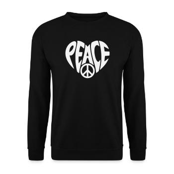 Peace Herzdesign mit Peacezeichen - Unisex Pullover - Schwarz - Vorne - Alina (178cm) & Michal (187cm)