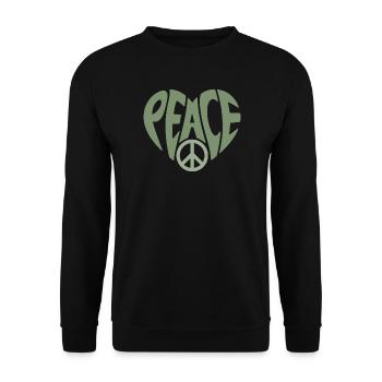 Peace Heart with Peace Typo - Unisex Sweatshirt - black - Front - Alina (178cm) & Michal (187cm)