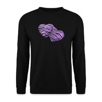 Pink Hearts auf Schwarz - Unisex Pullover - Schwarz - Vorne - Alina (178cm) & Michal (187cm)