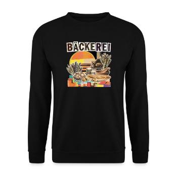 Bäckerei Bäcker Vintage - Unisex Pullover - Schwarz - Vorne - Alina (178cm) & Michal (187cm)