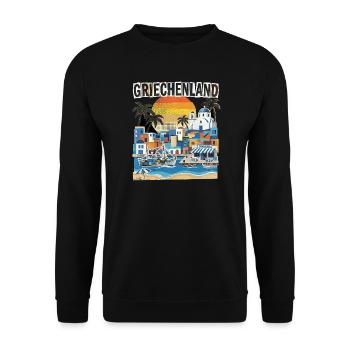 Griechenland Urlaub Vintage Strand - Unisex Pullover - Schwarz - Vorne - Alina (178cm) & Michal (187cm)