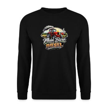 MTS- Belarus-Mein Büro riecht nach Diesel - Unisex Pullover - Schwarz - Vorne - Alina (178cm) & Michal (187cm)