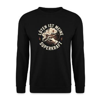 Löten Ist Meine Superkraft - DIY Bastler - Unisex Pullover - Schwarz - Vorne - Alina (178cm) & Michal (187cm)