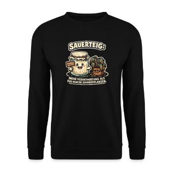 Sauerteig & Pflanzen - Lustiges Back Motiv - Unisex Pullover - Schwarz - Vorne - Alina (178cm) & Michal (187cm)