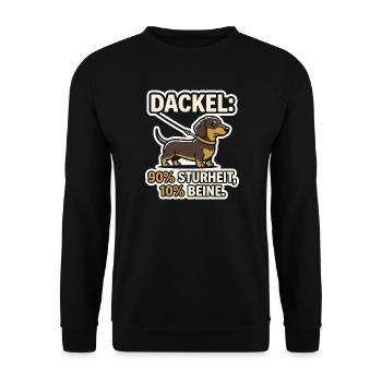 Dackel 90% Stur - Lustiges Hund Retro Design - Unisex Pullover - Schwarz - Vorne - Alina (178cm) & Michal (187cm)