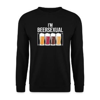 Ich bin biersexuell lustiger Biertrinkender Humor Zitat - Unisex Pullover - Schwarz - Vorne - Alina (178cm) & Michal (187cm)