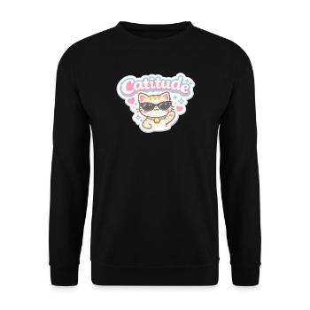 Catitude Cat Sunglasses - Unisex Sweatshirt - black - Front - Alina (178cm) & Michal (187cm)