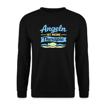 Angeln ist meine Therapie - Unisex Pullover - Schwarz - Vorne - Alina (178cm) & Michal (187cm)