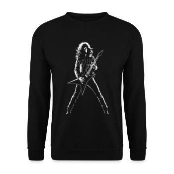 Guitariste Homme jouant de guitare électrique Impression - Sweat-shirt Unisexe - noir - Devant - Alina (178cm) & Michal (187cm)