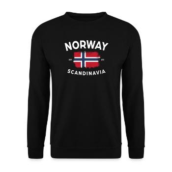 Norway Scandinavia Collegestyle Norwegen Flagge  - Unisex Pullover - Schwarz - Vorne - Alina (178cm) & Michal (187cm)