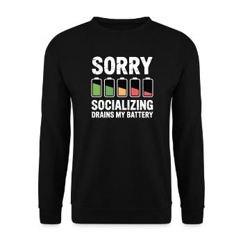 Joke about sociable, exhausted introverts - Unisex Sweatshirt - black - Front - Alina (178cm) & Michal (187cm)