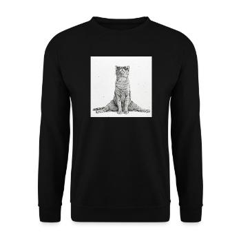 Coole Katze Yoga Spagat - Unisex Pullover - Schwarz - Vorne - Alina (178cm) & Michal (187cm)