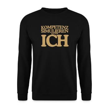 Kompetenz simulieren kann ich Retro Design - Unisex Pullover - Schwarz - Vorne - Alina (178cm) & Michal (187cm)