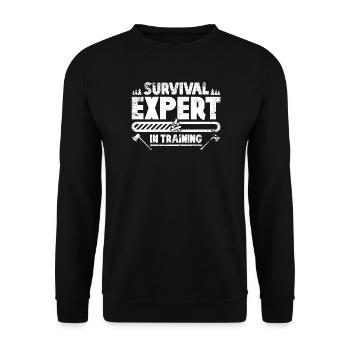 Bushcraft Survival Expert in Training - Unisex Pullover - Schwarz - Vorne - Alina (178cm) & Michal (187cm)