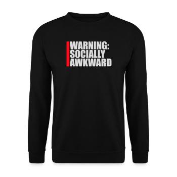Warning Socially Awkward Lustig Sozial Unbeholfen - Unisex Pullover - Schwarz - Vorne - Alina (178cm) & Michal (187cm)