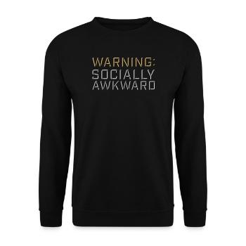 Warning Socially Awkward Lustig Sozial Unbeholfen - Unisex Pullover - Schwarz - Vorne - Alina (178cm) & Michal (187cm)