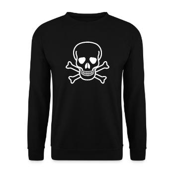 Skull and Crossbones Vintage-gotische Piraten-Design - Unisex Pullover - Schwarz - Vorne - Alina (178cm) & Michal (187cm)
