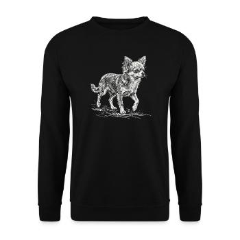 Chihuahua Sketch – Minimalistisches Design - Unisex Pullover - Schwarz - Vorne - Alina (178cm) & Michal (187cm)
