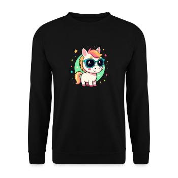 Poney arc en ciel avec lunettes - Sweat-shirt Unisexe - noir - Devant - Alina (178cm) & Michal (187cm)