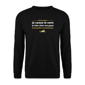 Je casse le vent je fais chier les gens, Brice - Sweat-shirt Unisexe - noir - Devant - Alina (178cm) & Michal (187cm)