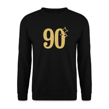 90th Birthday 90th Anniversary Gold Star - Unisex Sweatshirt - black - Front - Alina (178cm) & Michal (187cm)