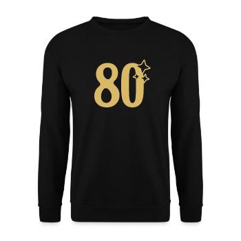 80th Birthday 80th Anniversary Gold Star - Unisex Sweatshirt - black - Front - Alina (178cm) & Michal (187cm)