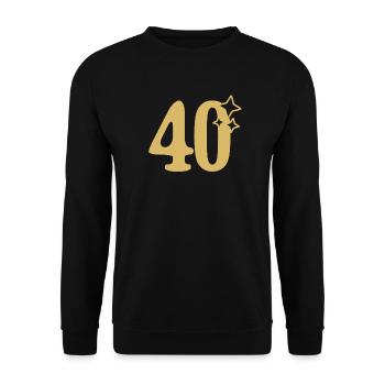 40th Birthday 40th Anniversary Gold Star - Unisex Sweatshirt - black - Front - Alina (178cm) & Michal (187cm)