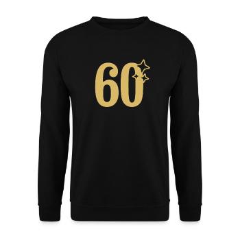 60th Birthday 60th Anniversary Gold Star - Unisex Sweatshirt - black - Front - Alina (178cm) & Michal (187cm)