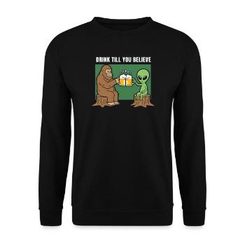 Cheers with Alien and Sasquatch - Unisex Sweatshirt - black - Front - Alina (178cm) & Michal (187cm)