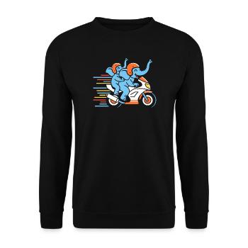 Elephant racing duo on motorcycle - Unisex Sweatshirt - black - Front - Alina (178cm) & Michal (187cm)