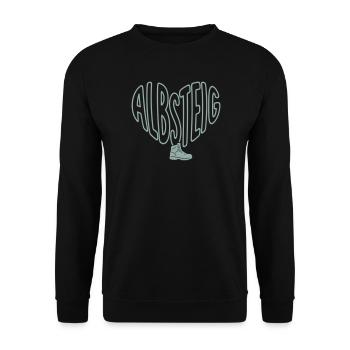 Albsteig heart with hiking boots - Unisex Sweatshirt - black - Front - Alina (178cm) & Michal (187cm)
