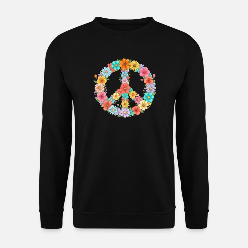 Blumenfriedenszeichen - Unisex Pullover - Schwarz