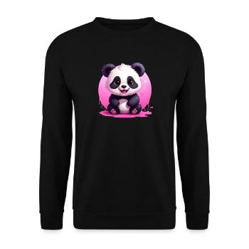 Niedlicher Panda - Unisex Pullover - Schwarz - Vorne - Alina (178cm) & Michal (187cm)