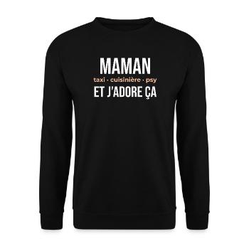 Maman Taxi Cuisinière et Plus - Sweat-shirt Unisexe - noir - Devant - Alina (178cm) & Michal (187cm)