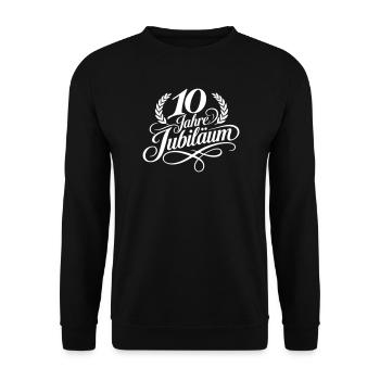 10 Jahre Jubiläum Lorbeer Weiß - Unisex Pullover - Schwarz - Vorne - Alina (178cm) & Michal (187cm)