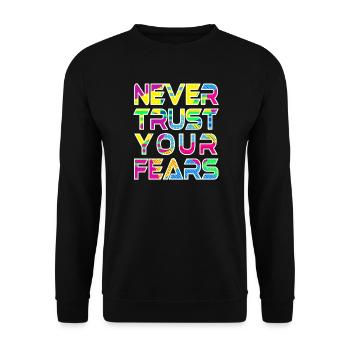 Niemals Angst vor W - Unisex Pullover - Schwarz - Vorne - Alina (178cm) & Michal (187cm)