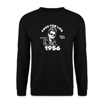 70. Birthday Pogo for life since 04/1956 - Unisex Sweatshirt - black - Front - Alina (178cm) & Michal (187cm)
