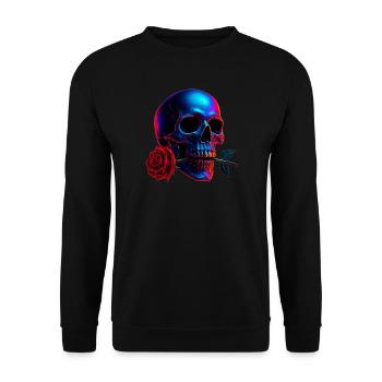 Motif de crâne Dark Art Art Néon Skull Rose - Sweat-shirt Unisexe - noir - Devant - Alina (178cm) & Michal (187cm)