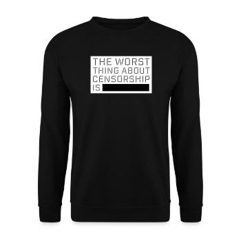 Le pire dans la censure, c’est l’ironie amusante - Sweat-shirt Unisexe - noir - Devant - Alina (178cm) & Michal (187cm)