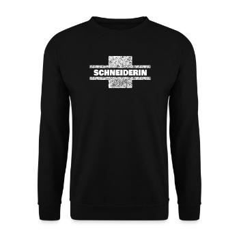 Geschenk für Schneiderin - Unisex Pullover - Schwarz - Vorne - Alina (178cm) & Michal (187cm)