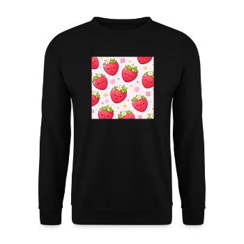 Kawaii Erdbeer-Polka-Punkt-Muster Pink - Unisex Pullover - Schwarz - Vorne - Alina (178cm) & Michal (187cm)